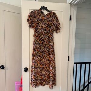 NWT TOPSHOP flowy, flowery, long summer dress, size 6